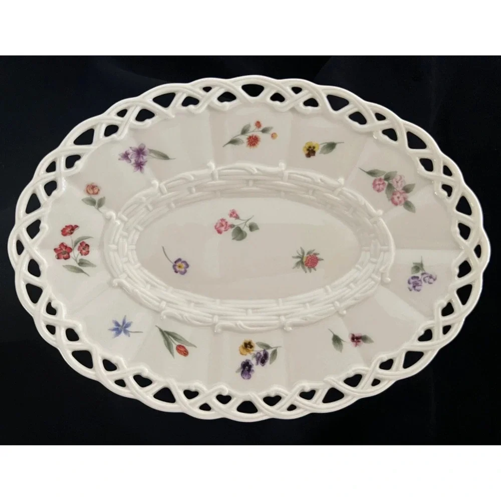 Lenox Posey Basket Vanity Serving Tray Open Weave 10